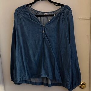 Old Navy Blue Denim Blouse with Button Detail